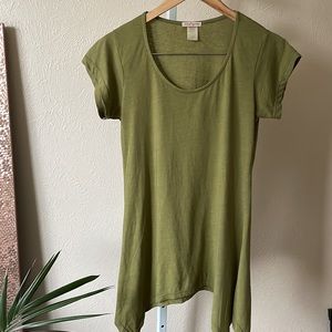 Kika Paprika recycled polyester green asymmetrical tunic tee